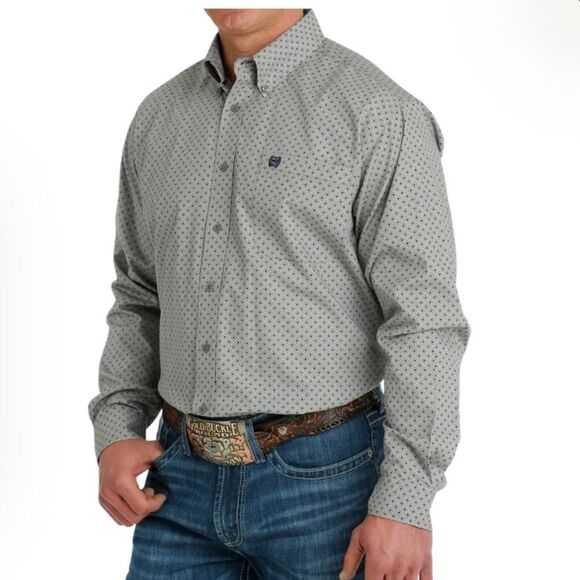CINCH Geometric Print Button Down Western Shirt Gray Size Medium - Picture 9 of 10
